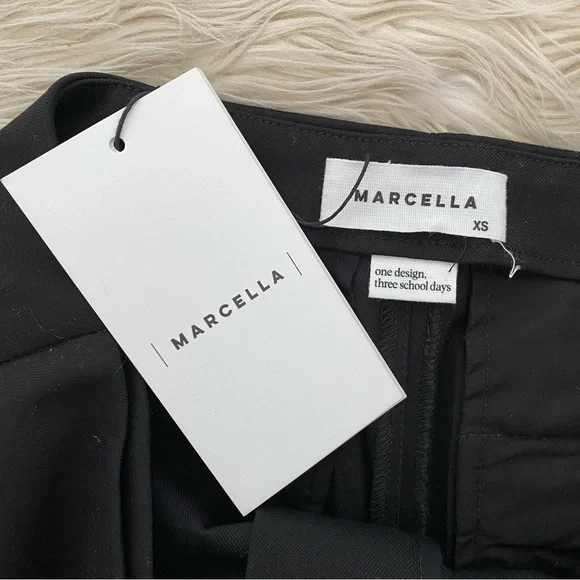 Marcella Black Straight Wide Leg Asymmetrical Waist Panel Jordan Pants Trousers - Picture 13 of 14